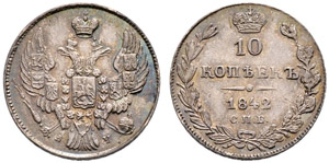 1842. 10 Kopecks 1842, St. Petersburg Mint, ... 
