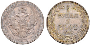 1834. ¾ Roubles – 5 Zlotych 1834, St. ... 