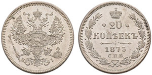 1873. 20 Kopecks 1873, St. Petersburg Mint, ... 