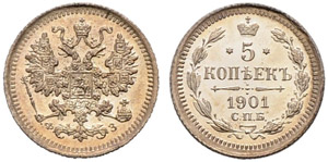 1901. 5 Kopecks 1901, St. Petersburg Mint, ... 