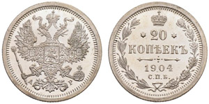 1904. 20 Kopecks 1904, St. Petersburg Mint, ... 