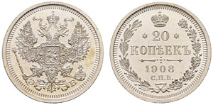 1908. 20 Kopecks 1908, St. Petersburg Mint, ... 