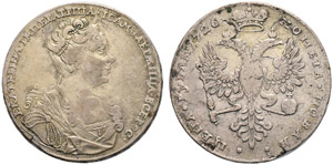 Catherine I, 1725-1727. Rouble 1726, Red ... 
