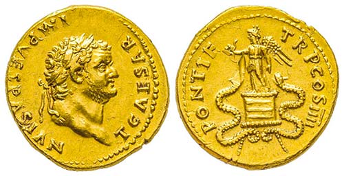 Titus 79-81
Aureus, Rome, 75, AU ... 