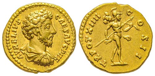 Marcus Aurelius 161-180 
Aureus, ... 