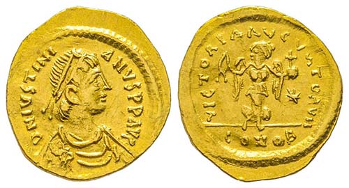 Justinianus I 527-565
Tremissis, ... 