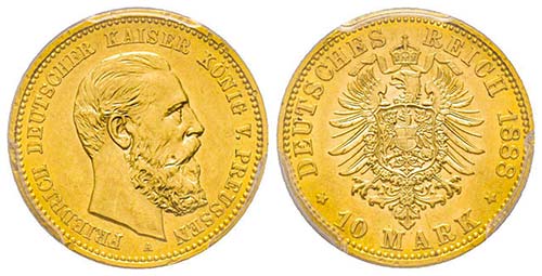 Friedrich III 1888 10 mark, 1888 ... 