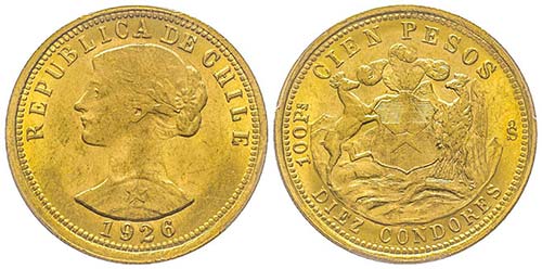 Chile, 100 Pesos, Santiago, 1926 ... 