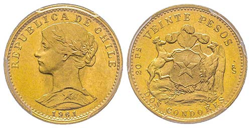 Chile, 20 Pesos, Santiago, 1961 S, ... 
