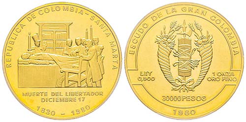 Colombia, 30000 Pesos, 1980, Mort ... 