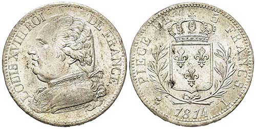 Louis XVIII 1815-1824
5 Francs, ... 