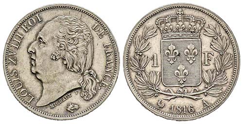 Louis XVIII 1815-1824
1 Franc, ... 