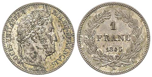 Louis Philippe 1830-1848
1 Franc, ... 
