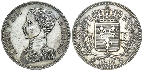 Henri V - Prétendant
5 francs, ... 