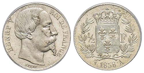 Henri V - Prétendant
1/2 franc, ... 