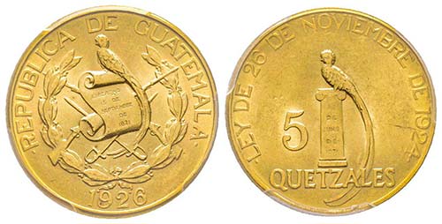 Guatemala, 5 Quetzales, 1926, AU ... 