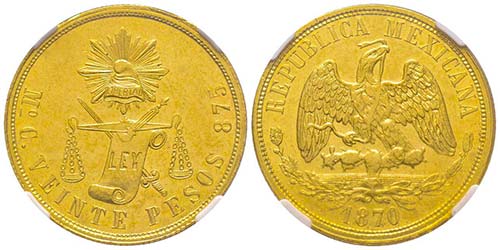 Mexico
République, 20 Pesos, 1870 ... 