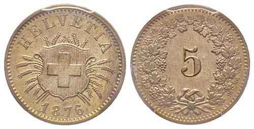 Switzerland
5 Rappen, 1876 B, ... 