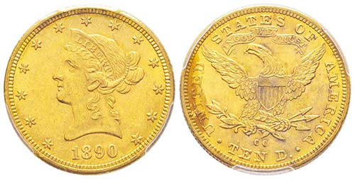 USA, 10 Dollars, Carson City, 1890 ... 