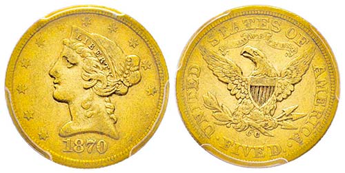 USA, 5 Dollars, Carson City, 1870 ... 