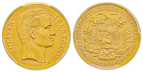 Venezuela
20 Bolivares, 1904, AU ... 