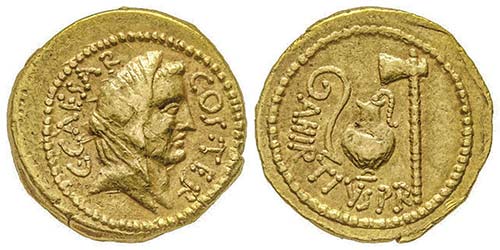 Julius Caesar  Aureus, Rome, 46 ... 