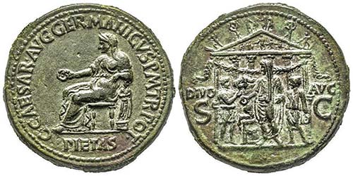 Caligula 37-41  Sestertius, 37-38, ... 