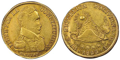 Bolivia 8 Escudos, Potosí,  1833 ... 