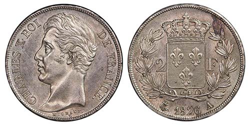 Charles X 1824-1830 2 Francs, ... 