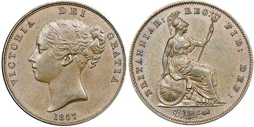 Victoria 1837-1901  
Penny, 1857, ... 