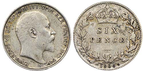 Edward VII 1901-1910
6 Pence, ... 