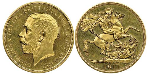 George V 1910-1936
2 Pounds, 1911, ... 