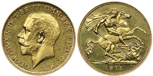 George V 1910-1936
Half Sovereign, ... 