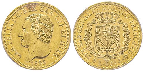 Carlo Felice 1821-1831
80 lire, ... 