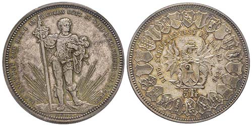 Switzerland
5 Francs, 1879, Basel ... 