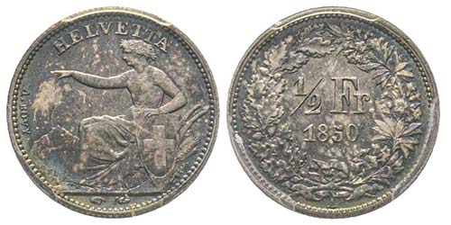 Switzerland
1 Franc, Bern, 1860 B, ... 