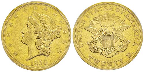  
20 Dollars, Philadelphia, 1850, ... 