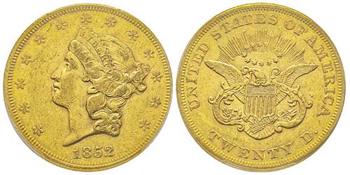 20 Dollars, Philadelphia, 1852, AU ... 