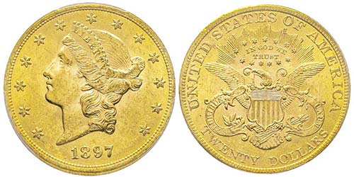 20 Dollars, Philadelphia, 1897, AU ... 