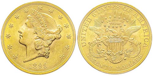 20 Dollars, Philadelphia, 1899, AU ... 