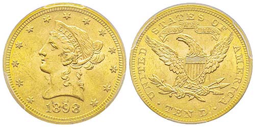 10 Dollars, Philadelphia, 1898, AU ... 