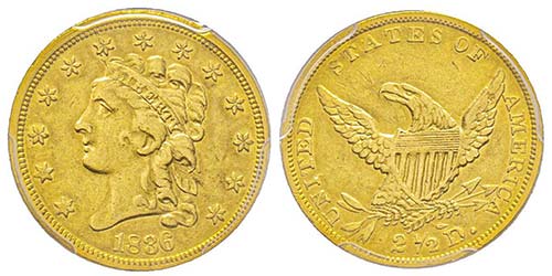 2.5 Dollars, Philadelphia, 1836, ... 