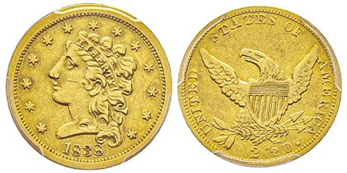 2.5 Dollars, Philadelphia, 1838, ... 