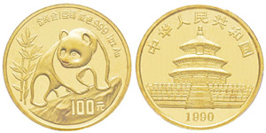 China, 100 Yuan, 1990, AU 31.1 g. ... 