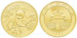 China, 100 Yuan, 1992, AU 31.1 g. ... 