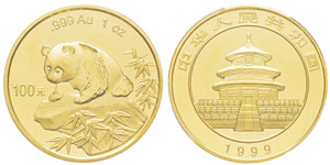 China, 100 Yuan, 1999, AU 31.1 g. ... 
