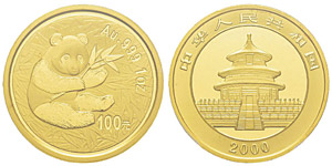 China, 100 Yuan, 2000, AU 31.1 g. ... 