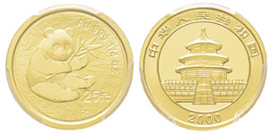 China, 25 Yuan, 2000, AU 7.77 g. ... 