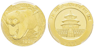 China, 100 Yuan, 2001, AU 7.77 g. ... 