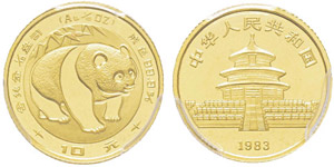 China, 10 Yuan, 1983, AU 3.11 g. ... 